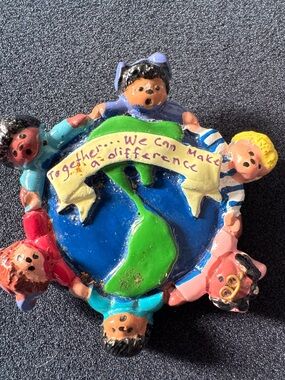 Hand-Painted World Children Ornament - Blue & Green